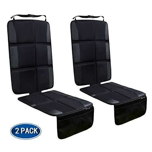 Car Seat Protector, 2 Pack Large Car Seat Protectors for Child Baby Car Seat with Organizer Pockets, Thick Padding Waterproof Car Seat Protector, Auto Vehicle Leather Seats Dog Mat Cover Pads, Black