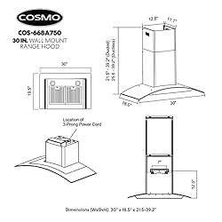 COSMO 668A750 Wall Mount Range Hood 380-CFM with