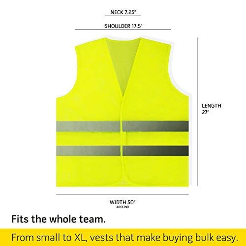 PeerBasics Safety Vests 10 Pack Yellow Reflective High Visibility, Hi