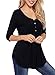 BLENCOT Women's Casual 3/4 Sleeve Button up Flare Tunic T-Shirt Pleated Solid Swing Blouse Tops