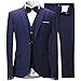 Mens Slim Fit 3-Piece Suit Blazer One Button Suit Jacket Tux Vest & Trousers,Black Suit, US Regular 34/Waist 28, Navy Blue