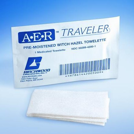 Birchwood Laboratories 14-4200-50 A.E.R. Witch Hazel Towelettes , Box, 50, Towelettes, 5" x 5"