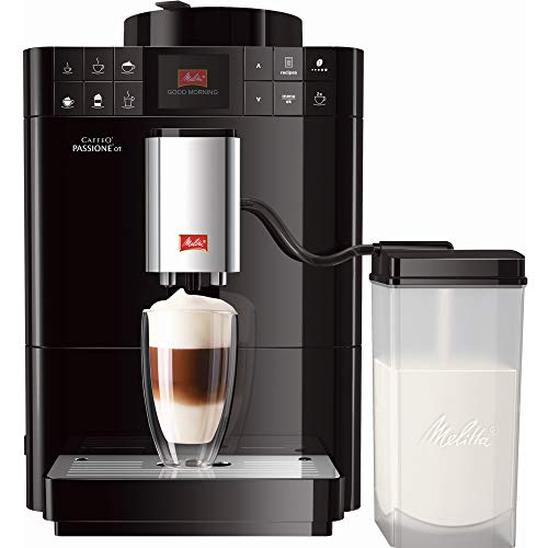 Melitta Caffeo Passione OT F531-102, Kaffeevollautomat mit Milchbehälter, One Touch Funktion, Schwarz