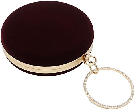 Womens Round Clutch Evening Handbag Jeweled Ring Top-handle Party Bag