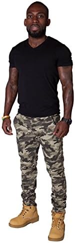 Men's Skinny Fit Trousers - Army Green Camouflage