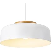 HUAWIYA Large Pendant Lighting, 17.7 inch,Natural Wood Cap, Adjustable Cord,Simple Modern Chandelier for Dining Room, Kitchen