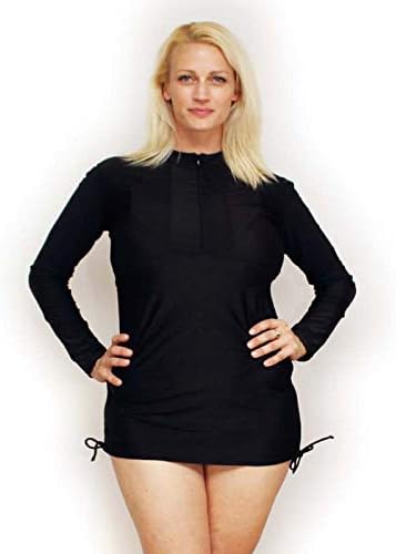 Ocean Road Swimwear Women's Plus Size Rash Guard Long Sleeve Swim Shirt Rashguard + 50UPF Ladies Swim Vest Black Red Blue