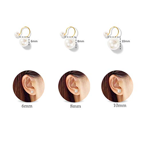 CICINIO Clip On Earrings Set, 3 Pairs Fashion Freshwater Pearl Stud Earrings Hypoallergenic Non Pierced Earrings for Women Girls