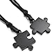 INBLUE Men,Women's 2 PCS Stainless Steel Pendant Necklace Black Jigsaw Puzzle Love Couple Adjustable 20~22 Inch Chain