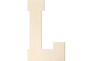 HOMENTHUS Wooden Letters 8 Inch, Big Wooden Letter L Shape Cutout Vintage Sports Style Unfinished Wood Alphabet Letters for Wall Decor Nursery Name Painting Crafts Party Room Home Decoration