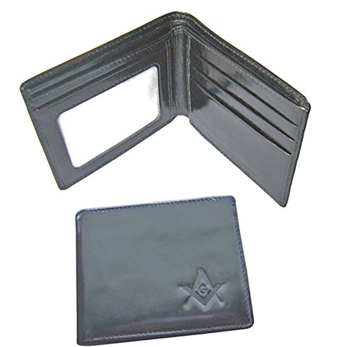 THE MASONIC COLLECTION - Masonic Quality Real Soft Leather Wallet with G - Black Colour - Very Lightweight & Durable - Freemason Gift for Men