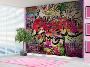 Graffiti Brick Wallpaper Wall Mural Kids Bedroom Graffiti