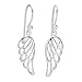 925 Sterling Silver Cut Open Angel Wing Dangle Hook Earrings