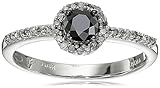 14K White Gold Black and White Diamond Ring (1/3 cttw), Size 7