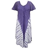 Womens Caftan Dress Purple Tie-dye Boho Fashion Tank Beach Cover Up