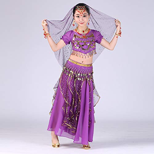 image for CCOOfhhc Girls Halloween Costume Set - Kids Belly Dance Halter Top Dre
