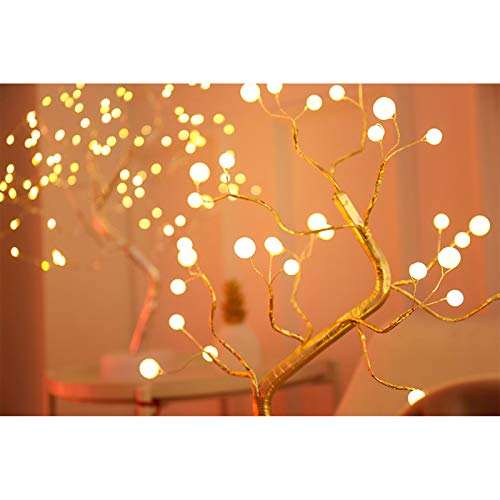 Tabletop LED Bonsai Tree Light with 36 Pearls, Warm White Artificial