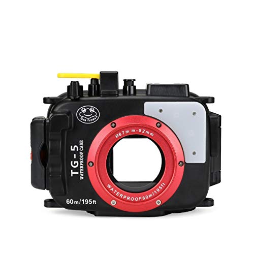 SeaFrogs Waterproof Underwater Camera Case for Olympus TG5 with 67mm Red Filter Combo, Applied to 60m/195ft