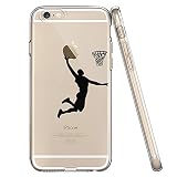 LEECOCO iPhone 6S Case, iPhone 6 Case Ultra Thin Clear Soft Transparent TPU Flexible Slim Skin Soft Cover for Apple iPhone 6 / 6S 4.7 inch, (Black Basketball Man)