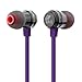 SoundPEATS In-Ear Noise Cancelling Headphones Stereo Earbuds Earphones for iPhone and Android Smartphones (With Mic and In-line Control, Flat Cable, Metal Housing)- M20 Purple