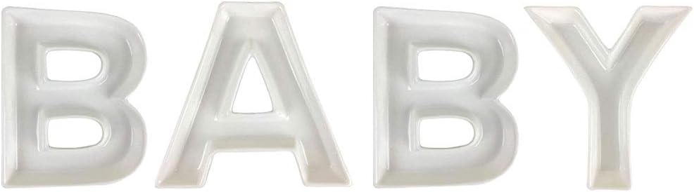 Just Artifacts 5.5-Inch White Ceramic Letter Dish Set (BABY)