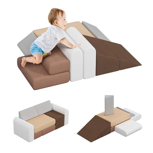 BanaSuper Modular Educational Foam Blocks | Soft Baby Play Equipment | Kids Play Sofa Bed | Foam Sofa Bed for Toddlers | Foam Blocks for Climbing and Crawling