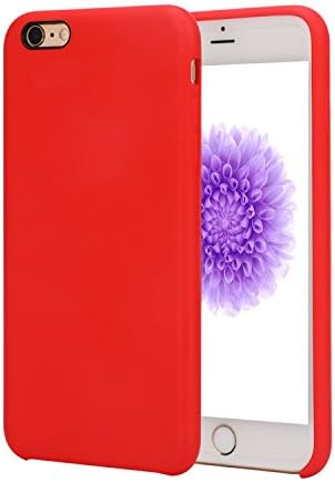 iPhone 6 Plus Case, Ultra Thin Liquid Silicone Gel Rubber Shockproof Case and Ultra Soft Microfiber Cloth Lining Cushion for iPhone 6 Plus/6s Plus (Red)