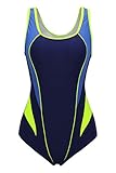 ReliBeauty Womens Hollow Back One Piece Swimsuit Blue, 6-8