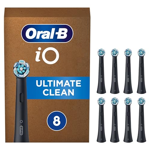 Oral-B Brossettes de Rechange Ultimate Clean, lot de 8, Noires – Recharges Brosse à Dents Électrique iO, pour Adultes, Tête Ronde pour un Brossage en Profondeur, Emballage en Carton