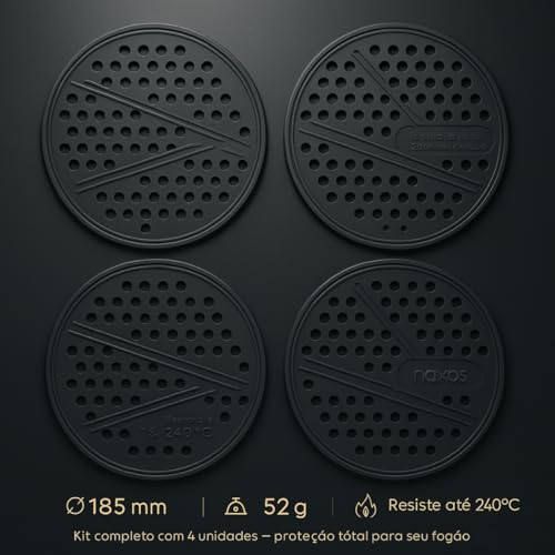 Kit 4 Tapete de Silicone para Fogão de Indução Cooktop – Almofada Protetora Antiderrapante e Reutilizável Alta Resistencia