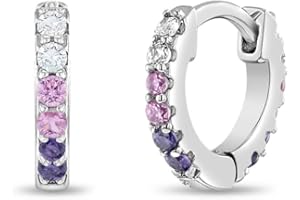 In Season Jewelry CZ Girls Hoop Earrings for Kids - 925 Sterling Silver Little Girl Hoop Earrings - Hypoallergenic & Comfortable with Secure Latch Closure