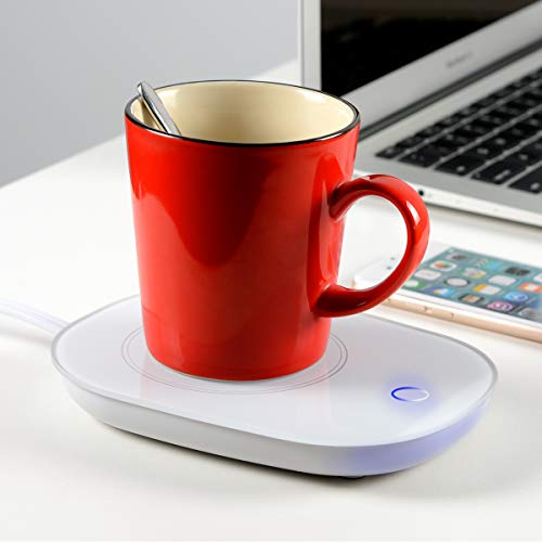Yuntec Coffee Mug Warmer, Cup Heater for Desk Coffee Warmer Beverage Warmer Automatic Thermostatic Smart Cup Heater for Coffee, Milk, Tea, Cocoa, Water, Home and Office Use - White - Thumbnail 4
