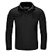 FREE SOLDIER Men Shirts Long Sleeve Polo Shirt with Pocket 100% Coolmax Fabrics Breathable Shirt (Black,XL)
