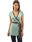 PattyBoutik Womenâ€s V Neck Cap Sleeve Wrap Tunic Top