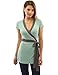 PattyBoutik Womenâ€s V Neck Cap Sleeve Wrap Tunic Top