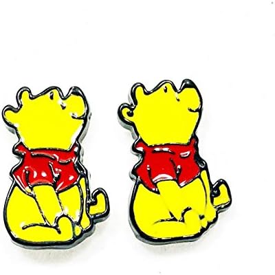 DISNEY'S Inspired Winnie the Pooh Character Sitting Metal Enamel Stud Earrings GREAT GIFT