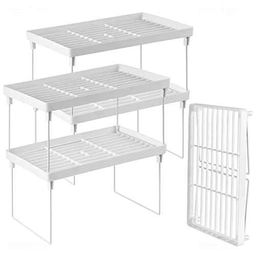 NiHome 4Pack Stackable Plastic Kitchen Storage Shelf Foldable Rack
