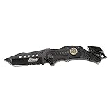 Coleman Black Folding Knife, Liner Lock Assisted Opening Tactical Hunting Knife, 4.5 Inch Closed - CM1006