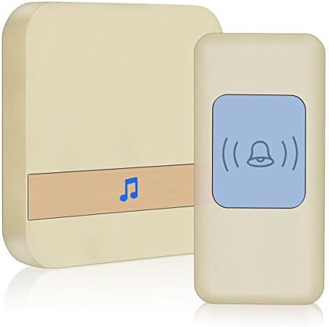 Beyimei Wireless Doorbell Kit, Operating at 1000 Feet with 52 Chimes, 4 Level Volume, 1 Receiver & 1 Weatherproof Push Button with Sound and LED Flash (Gold)