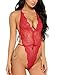 Avidlove Teddy Lingerie for Women One Piece Babydoll Lace Bodysuit Romper Dark Red S