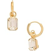 Sorrelli Octavia Huggie Hoop Earrings – Emerald-Cut Crystal Drop on Dainty Hoop in Crystal Clear and Gold-Tone Finish