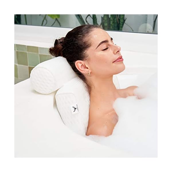 ComfyCozy-Luxury-Bath-Pillow-Set-With-3-Crystal-Bath-Bombs-And-Exfoliating-Loofah-Bathtub-Cushion-Pillows-4-Suction-Cups-For-Neck-Back-Support-Relaxation-Pamper-Gifts-Spa-Package-Sets ComfyCozy Luxury Bath Pillow Gift Set With 3 Crystal Bath Bombs And Exfoliating Loofah | Bathtub Cushion Pillows For…