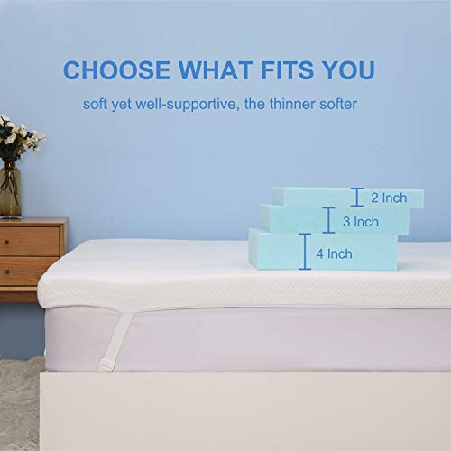 Lauraland Mattress Topper Full Extra Long (Full XL), 2Inch Gel Memory