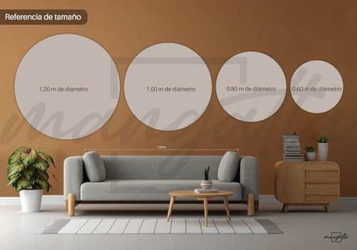mangatta. Espejo Circular, luz LED cálida, Desde 50 hasta 120 cm de diámetro, 6 mm, Acabado en Canto Pulido, Soporte de Carga de Acero