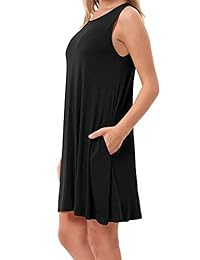 RJXDLT - Vestido de manga larga para mujer, casual, sin mangas, con bolsillos