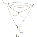 Gleamart Women Multi-Layer Sequins Choker Layered Beads Long Sweater Chain Necklace with Cross Pendant Gold