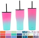 Simple Modern 24oz Classic Tumbler with Straw Lid & Flip Lid - Travel Mug Gift Vacuum Insulated Coffee Beer Pint Cup - 18/8 Stainless Steel Water Bottle Ombre: Sorbet