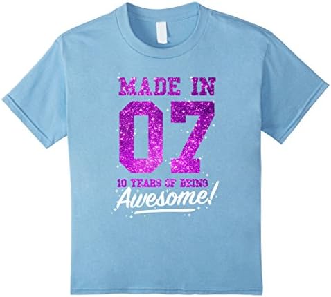 unisex-child Made In 2007 Awesome 10th Birthday Girl Shirt Pink T-shirt 12 Baby Blue