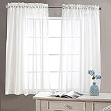jinchan Sheer White Curtains for Living Room 63 inch Length Bedroom Window Curtain White Sheer Curtain Panels Rod Pocket 2 Panels