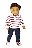 Brittany's My Red Striped Boy Set Compatible with American Girl Dolls - 18 Inch Doll Clothes (Logan Doll is not Included)